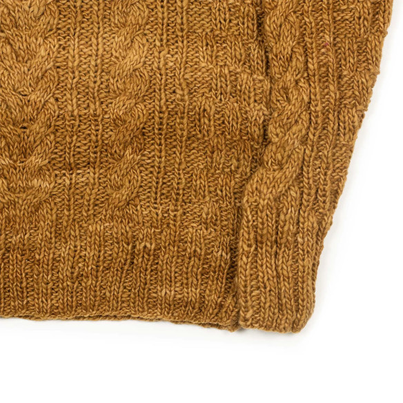 Handknit fisherman pullover in merino wool - Camel  - Caudie