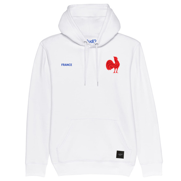 Équipe de France rugby 2025 personnalisable - Hoodie enfant - Blanc - Caudie
