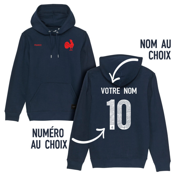 Équipe de France rugby 2025 personnalisable - Hoodie - Navy - Caudie
