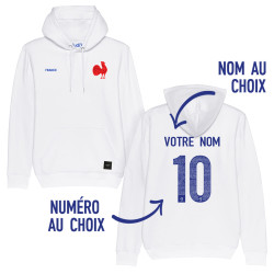 Équipe de France rugby 2025 personnalisable - Hoodie enfant - Blanc - Caudie