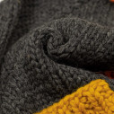 Eagle hand-knit Cowichan cardigan 6-ply wool - charcoal, orange, yellow and teal - Caudie