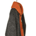 Eagle hand-knit Cowichan cardigan 6-ply wool - charcoal, orange, yellow and teal - Caudie