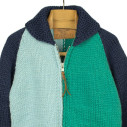 Cardigan Eagle Cowichan en laine vierge 6 fils tricoté à la main - tons vert et bleu - Caudie