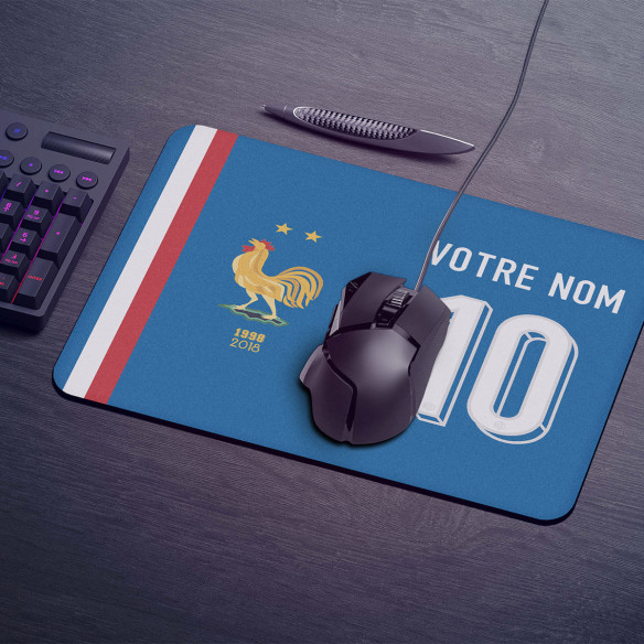 Équipe de France foot 2025 - Tapis de souris gaming personnalisable - Bleu - Caudie