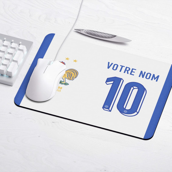 Équipe de France foot 2025 - Tapis de souris gaming personnalisable - Blanc - Caudie