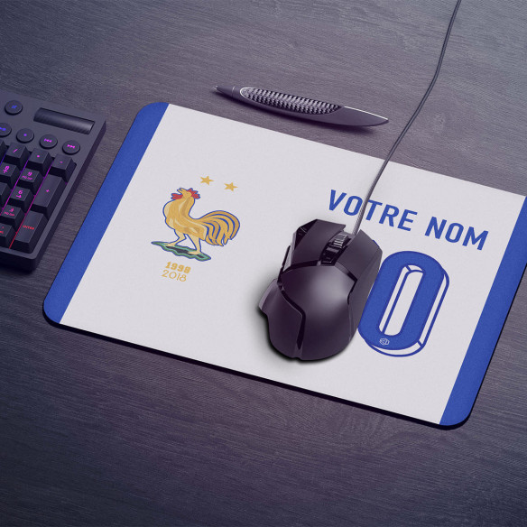 Équipe de France foot 2025 - Tapis de souris gaming personnalisable - Blanc - Caudie