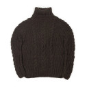 Handknit fisherman turtleneck sweater in merino wool - Chocolate - Caudie