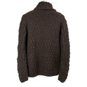 Handknit fisherman turtleneck sweater in merino wool - Chocolate - Caudie