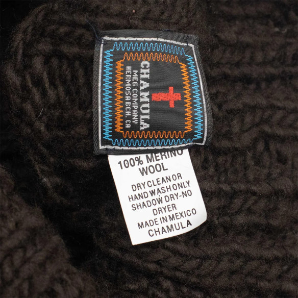 Pull à col roulé pêcheur en laine mérinos tricoté main - Chocolat - Caudie