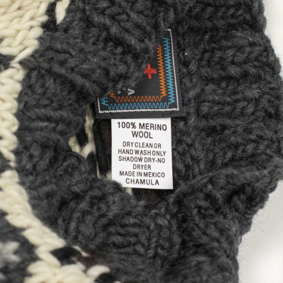 Handknit Fair Isle crewneck sweater in merino wool - Grey - Caudie