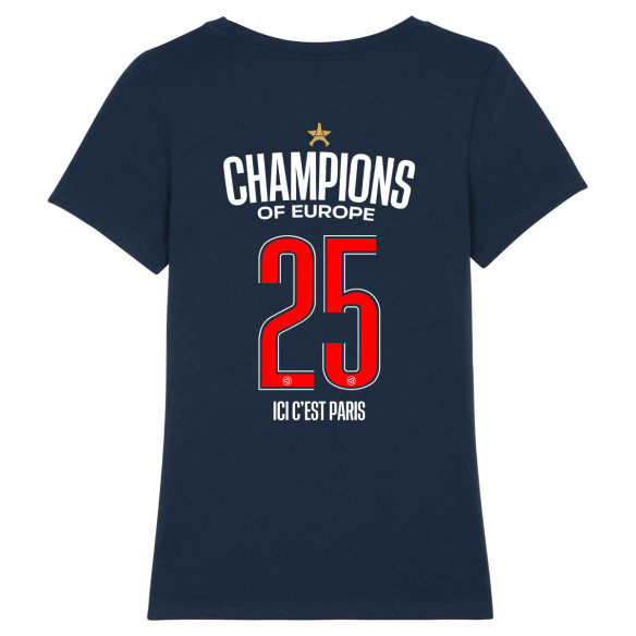 T-shirt femme PSG 2025 étoile ligue des champions - Caudie