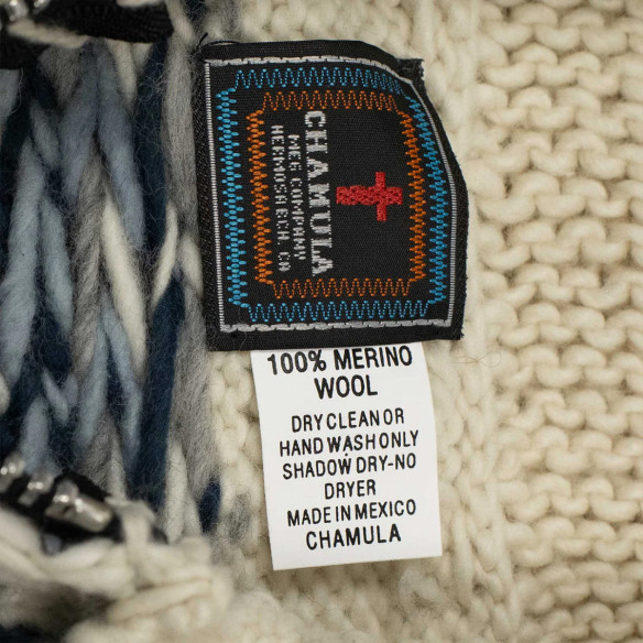 Cardigan zippé style cowichan en laine mérinos tricoté à la main - Ivoire - Caudie