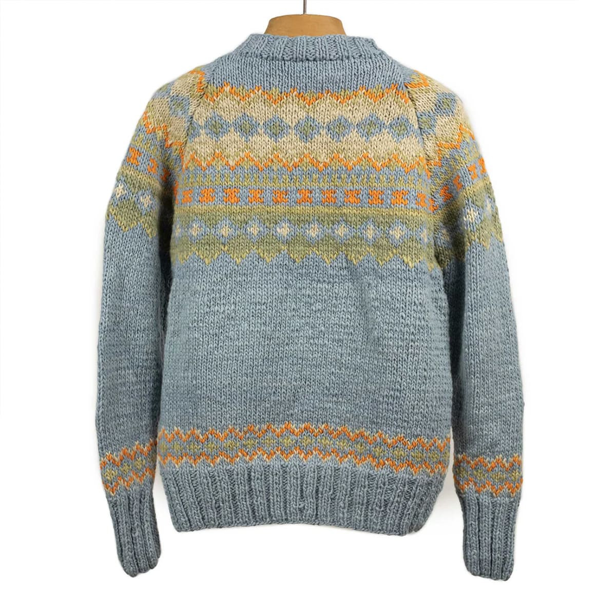 Pull en laine mérinos tricoté à la main - Indigo clair - Caudie