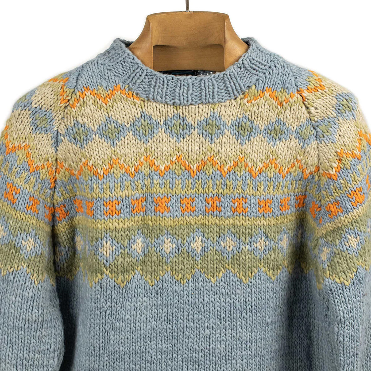 Pull en laine mérinos tricoté à la main - Indigo clair - Caudie