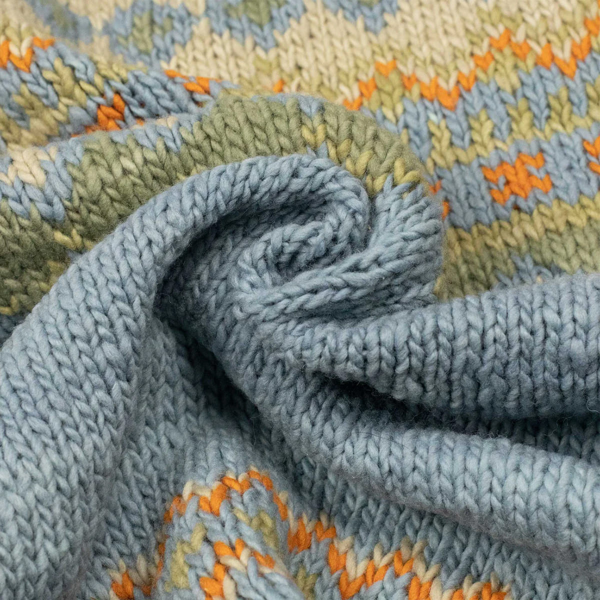 Pull en laine mérinos tricoté à la main - Indigo clair - Caudie