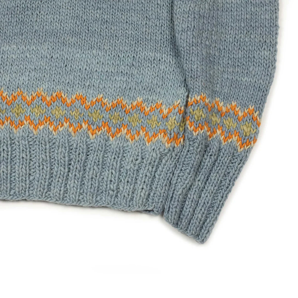 Pull en laine mérinos tricoté à la main - Indigo clair - Caudie