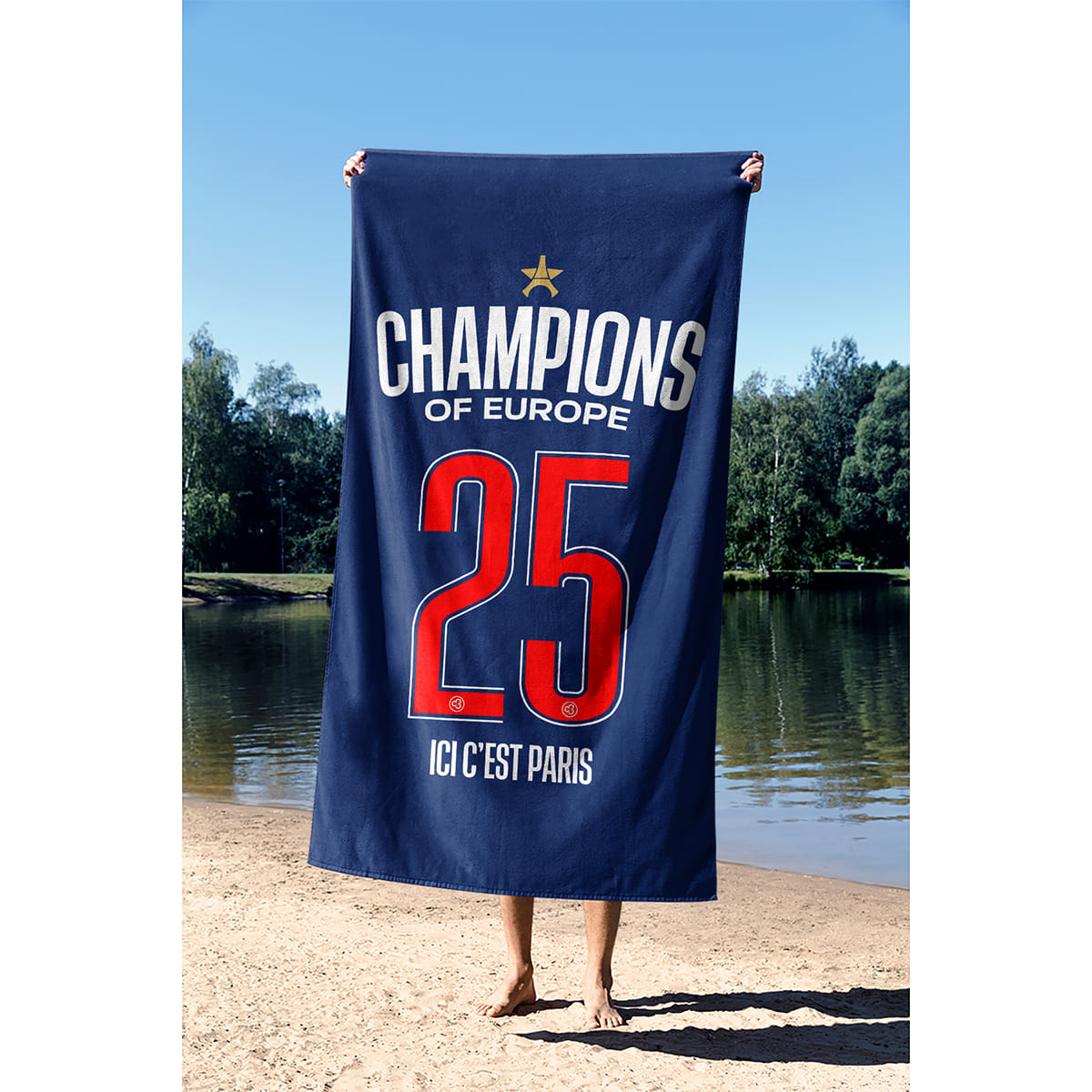 Serviette de plage PSG 2025 étoile ligue des champions  - Caudie