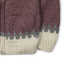 Cowichan cardigan hand-knit 6-ply wool - mauve, grey, and ecru - Caudie