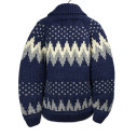 Cowichan cardigan hand-knit 6-ply wool - navy and grey winter - Caudie