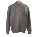 Seafoam stitch gansey sweater in taupe melange wool and linen - Taupe - Caudie