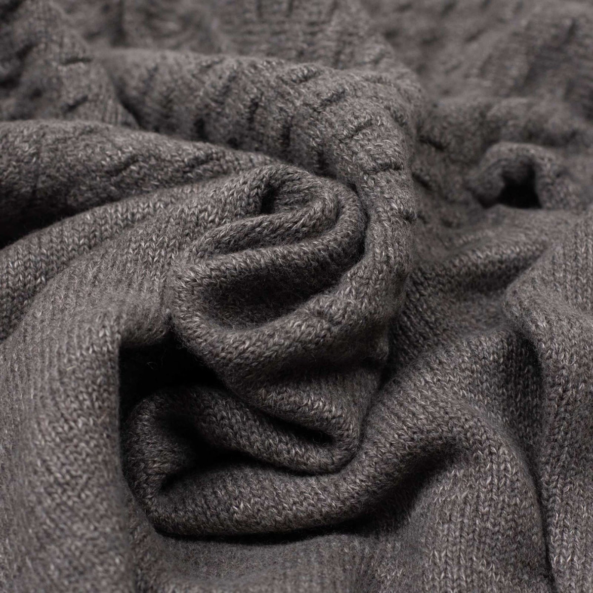 Seafoam stitch gansey sweater in taupe melange wool and linen - Taupe - Caudie