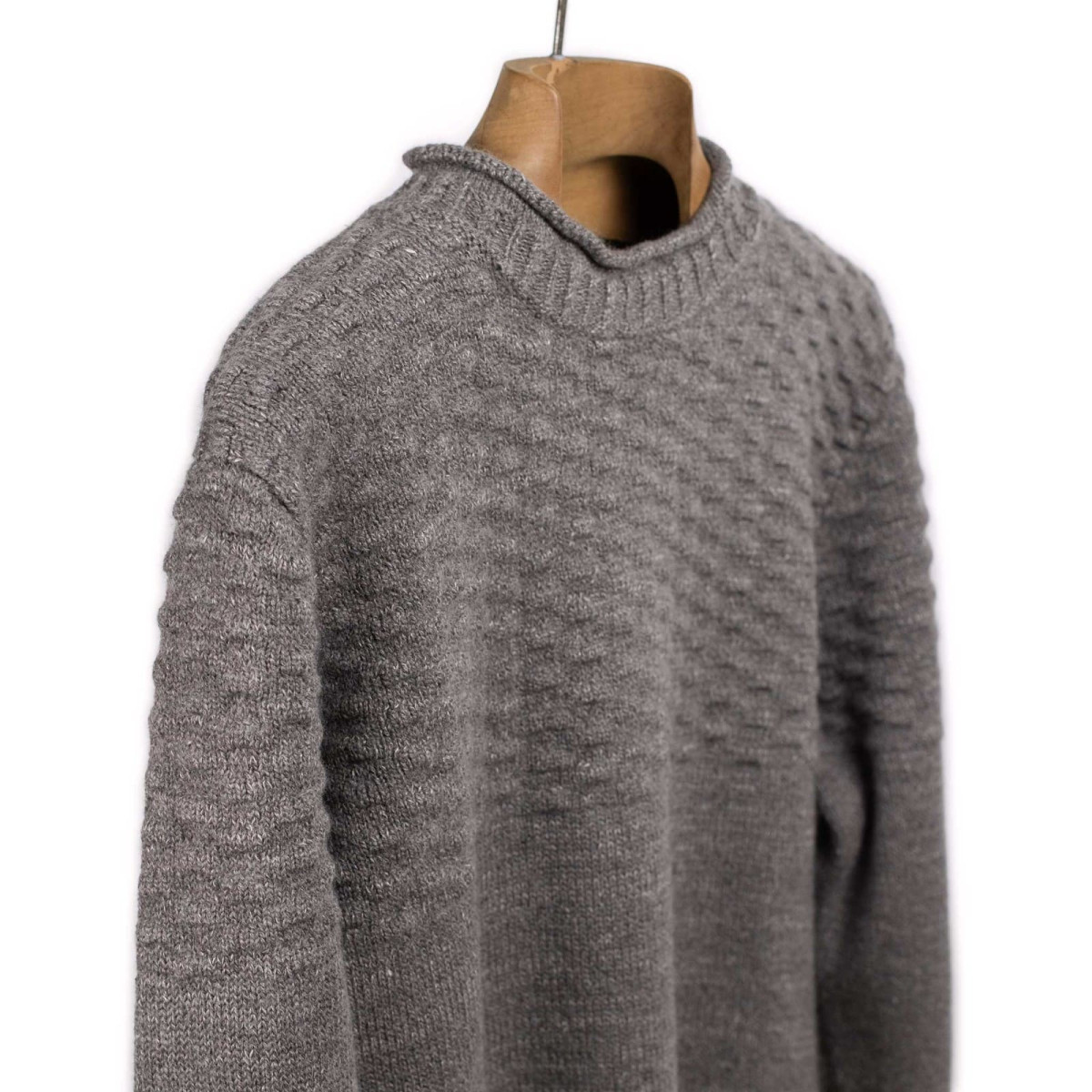 Pull en laine et lin tricoté à la main - Taupe - Caudie