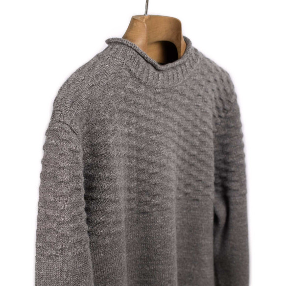 Pull en laine et lin tricoté à la main - Taupe - Caudie