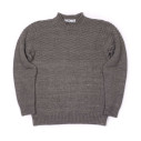 Seafoam stitch gansey sweater in taupe melange wool and linen - Taupe - Caudie