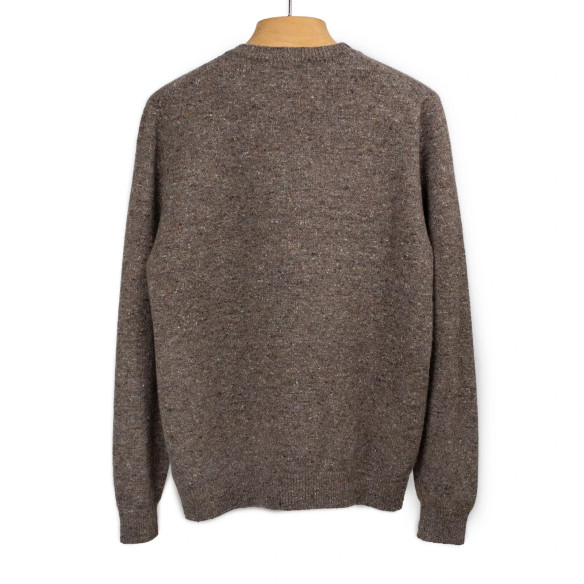 Pull en laine mérinos et cachemire tricoté à la main - Marron - Caudie