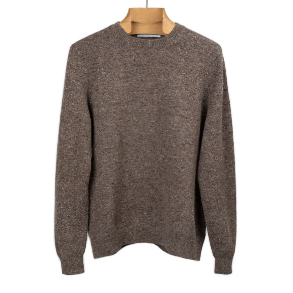Hand-knit merino wool and cashmere sweater - Brown - Caudie