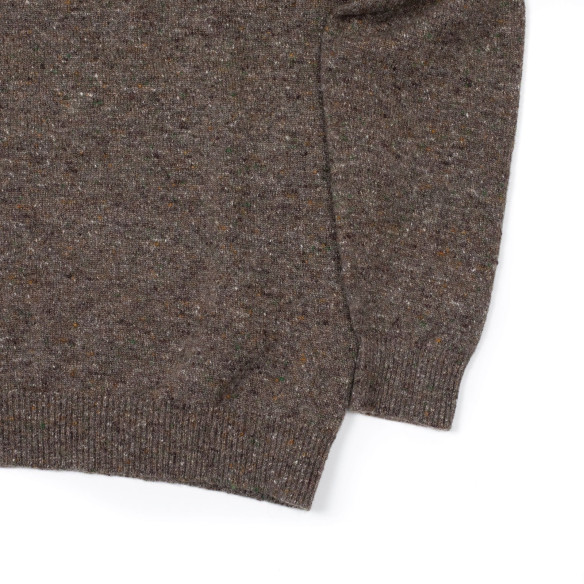 Pull en laine mérinos et cachemire tricoté à la main - Marron - Caudie