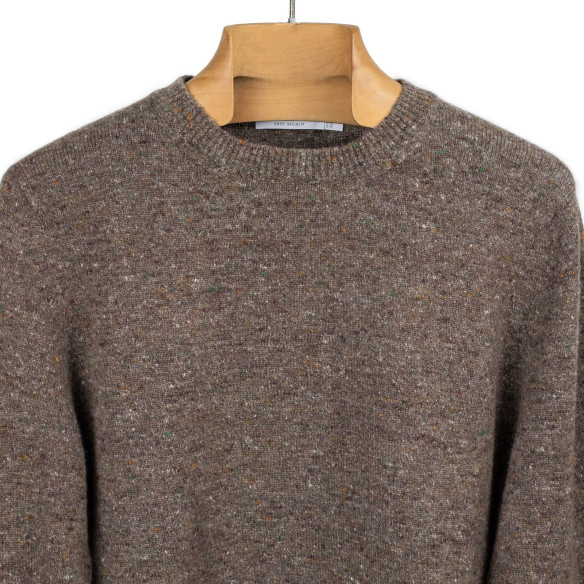 Hand-knit merino wool and cashmere sweater - Brown - Caudie