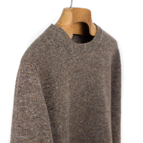 Pull en laine mérinos et cachemire tricoté à la main - Marron - Caudie