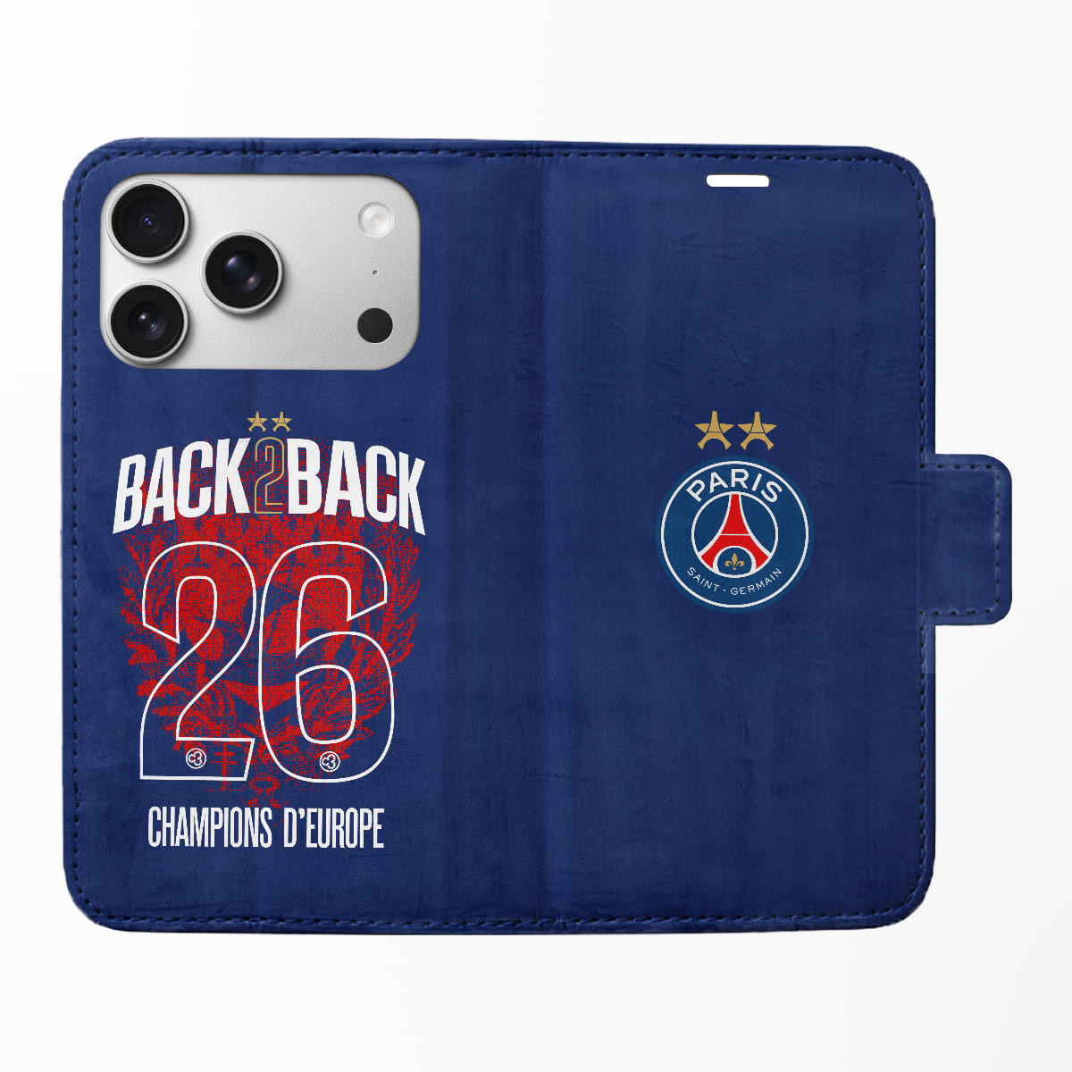 PSG 2 étoiles ligue des champions 2026 - Coque portefeuille - Caudie